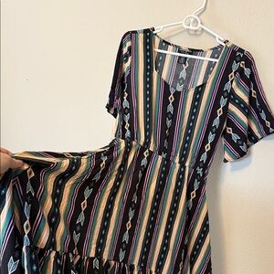 Wrangler Retro Elegant Striped High-Low Dress